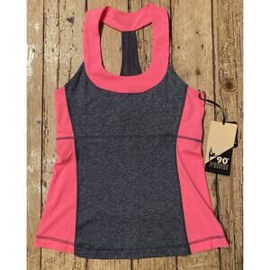 90 Degree By Reflex Womens Size S Charcoal Neon Pink Athletic Tank